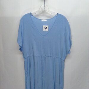 Ekouaer Swimsuit Beach V-Neck Short Sleeve Draw String Waist Cover Up Size Large